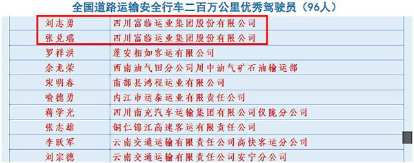 E:2023.1212.8喜讯！一定发运业驾驶员刘志勇、张兑瑞荣获“天下蹊径运输清静行车二百万公里优异驾驶员”称呼官网20231208-01-截图.jpg